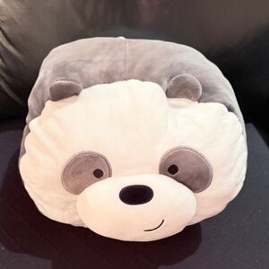 MINISO Gray and White Stuffed Panda Toy